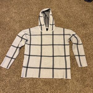 RACHEL Rachel Roy || Black and White Plaid Hooded Sweater Size L